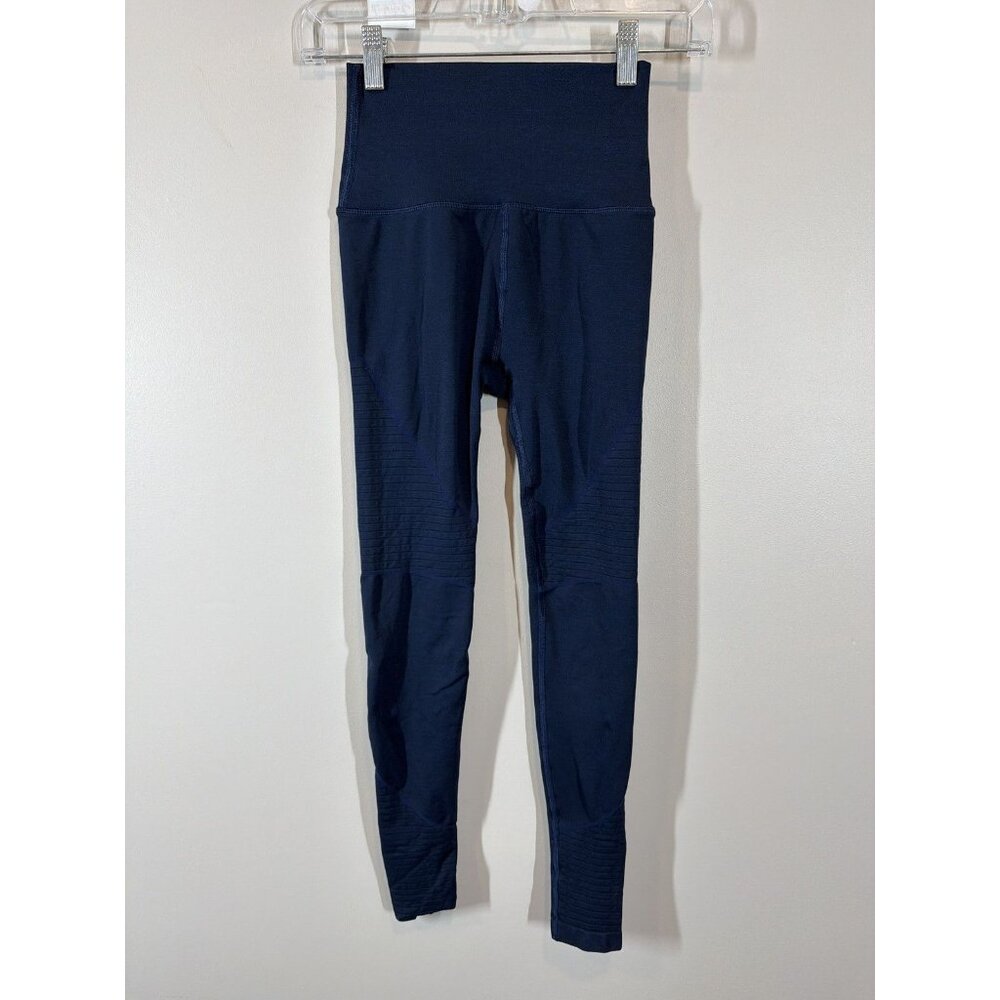 Alphalete Navy Leggings XS High Waist‎ Textured Seamless Activewear Pants
